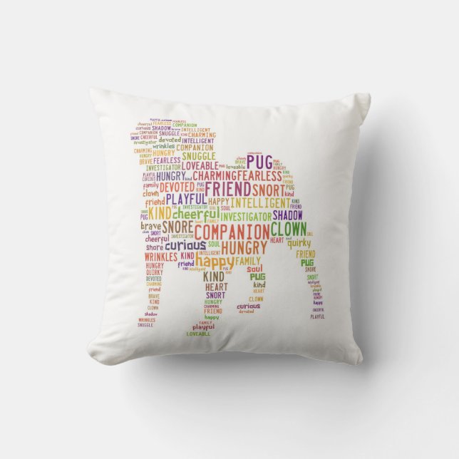 Pug Cloud Pillow (Front)