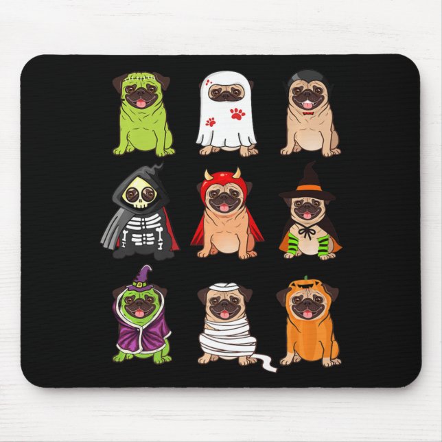 Pug Collection Happy Pugoween Halloween Spooky Cos Mouse Pad (Front)