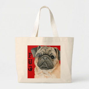 Pug Color Block Large Tote Bag