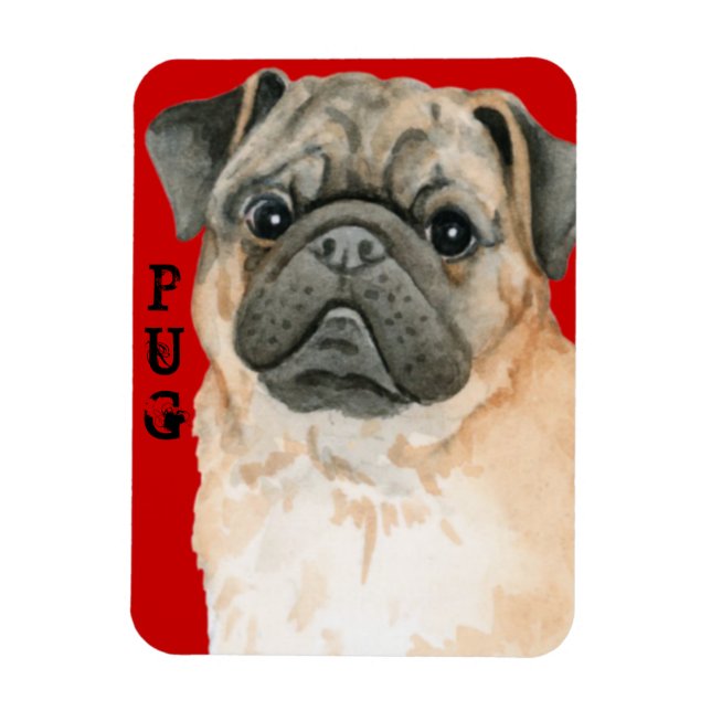 Pug Colour Block Magnet (Vertical)