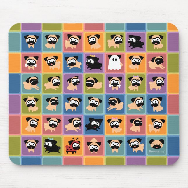 Pug Colour Square Mousepad (Front)