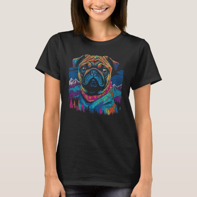 Pug Colourful Pop Art Design T-Shirt (Front)