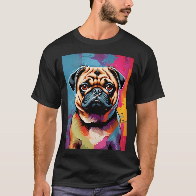 Pug colourful pop art T-Shirt (Front)