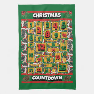 Pug Countdown Christmas Advent Calendar Dog Tea Towel