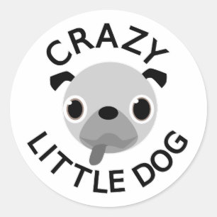 Pug Crazy Little Dog Classic Round Sticker