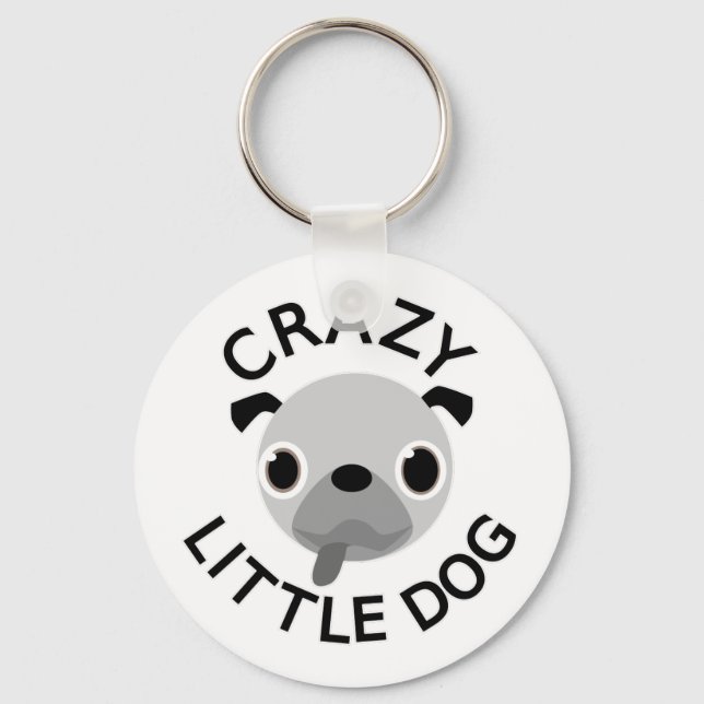 Pug Crazy Little Dog Key Ring (Front)