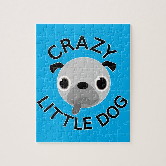 Pug Crazy Little Dog On Blue Jigsaw Puzzle (Vertical)
