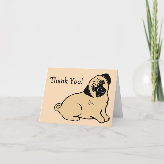 Pug Cream Thank You Note Card (Front)