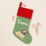 Pug Custom Velvet Lined Christmas Stocking<br><div class="desc">This sweet pug comes from one of my original dog illustrations!
Artwork © Abigail Davidson.</div>