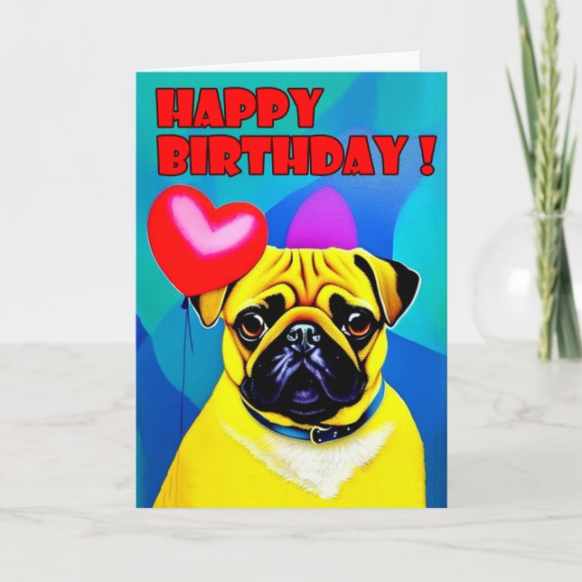 PUG cute from the dog funny Card (Front)