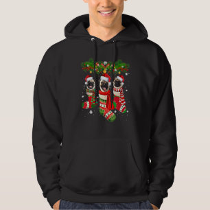 Pug Cute In Socks Christmas Santa Hat Xmas Dog Paj Hoodie
