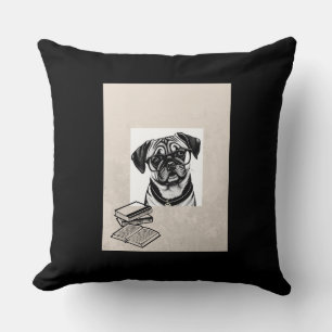 Pug Dachshund Dog Wearing Glasses Throw Pillow