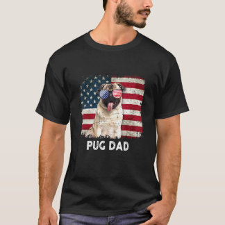 Pug Dad American Flag The 4th Of July T-Shirt