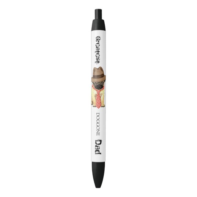 Pug Dad Black Ink Pen (Front Vertical)