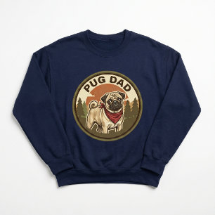 Pug Dad Crewneck   Pug Dog Dad Gift Vintage Badge Sweatshirt