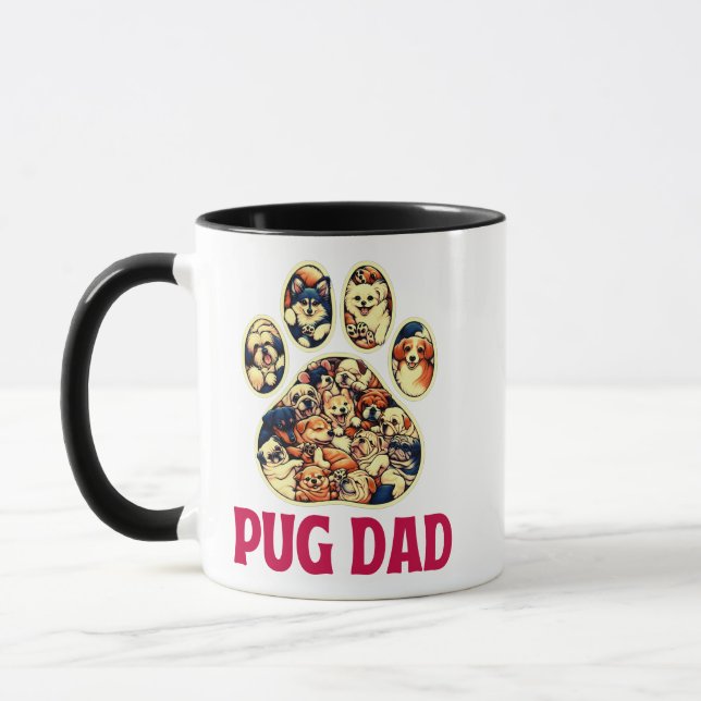 Pug Dad Dog Lovers Father s Day Tee Mug (Left)
