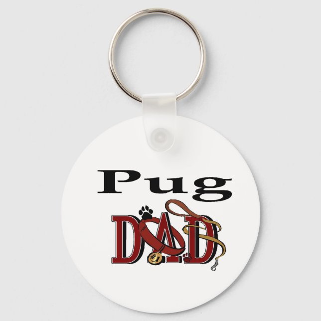 Pug Dad Gifts Key Ring (Front)