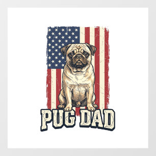 Pug Dad Patriotic Vintage Engraving Dog Shirt Desi