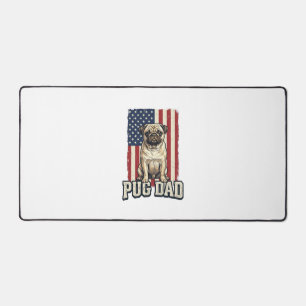 Pug Dad Patriotic Vintage Engraving Dog Shirt Desi Desk Mat