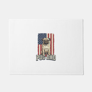 Pug Dad Patriotic Vintage Engraving Dog Shirt Desi Doormat