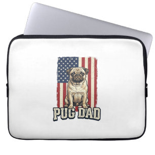 Pug Dad Patriotic Vintage Engraving Dog Shirt Desi Laptop Sleeve