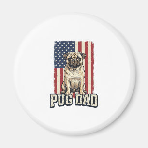 Pug Dad Patriotic Vintage Engraving Dog Shirt Desi Magnet