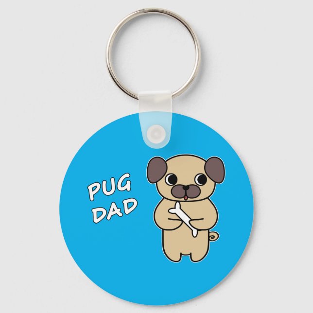PUG DAD - Sky Blue Key Ring (Front)