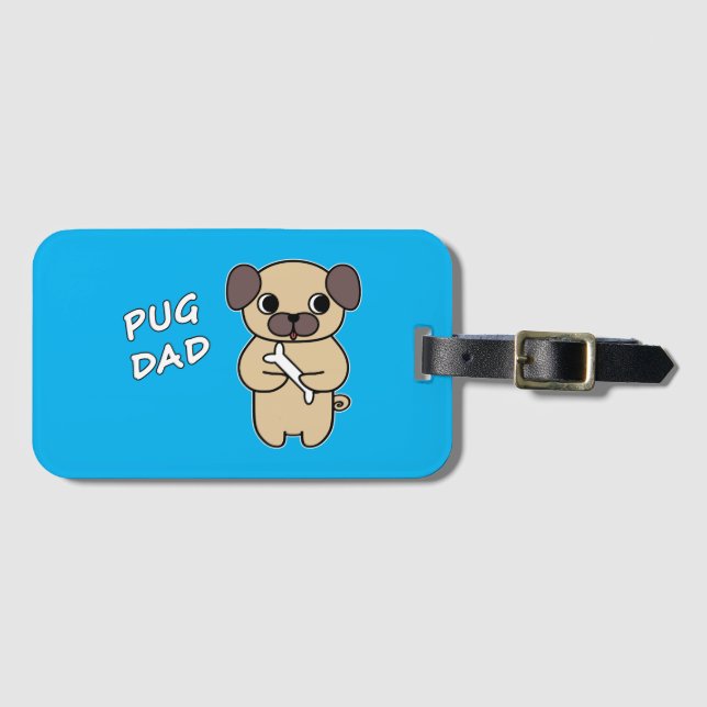 PUG DAD - Sky Blue Luggage Tag (Front Horizontal)