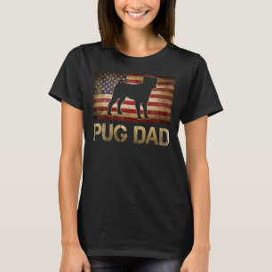 Pug Dad Vintage American Flag Patriotic Dog T-Shirt