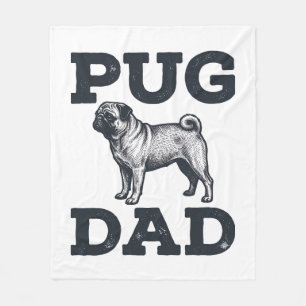 Pug Dad Vintage Engraving Dog Lover Shirt Design_1 Fleece Blanket