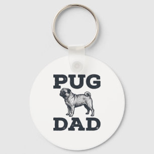 Pug Dad Vintage Engraving Dog Lover Shirt Design_1 Key Ring