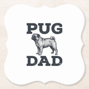 Pug Dad Vintage Engraving Dog Lover Shirt Design_1 Paper Coaster