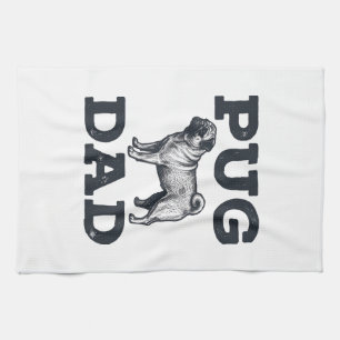 Pug Dad Vintage Engraving Dog Lover Shirt Design_1 Tea Towel