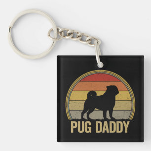 Pug Daddy Funny Retro Dog Dad Dog Owner Gift Key Ring