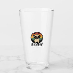 Pug Daddy Vintage Sunset Dog Vector Shirt Design_1 Glass