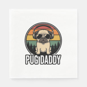 Pug Daddy Vintage Sunset Dog Vector Shirt Design_1 Napkin