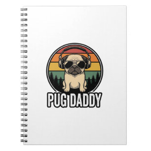 Pug Daddy Vintage Sunset Dog Vector Shirt Design_1 Notebook