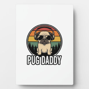 Pug Daddy Vintage Sunset Dog Vector Shirt Design_1 Plaque
