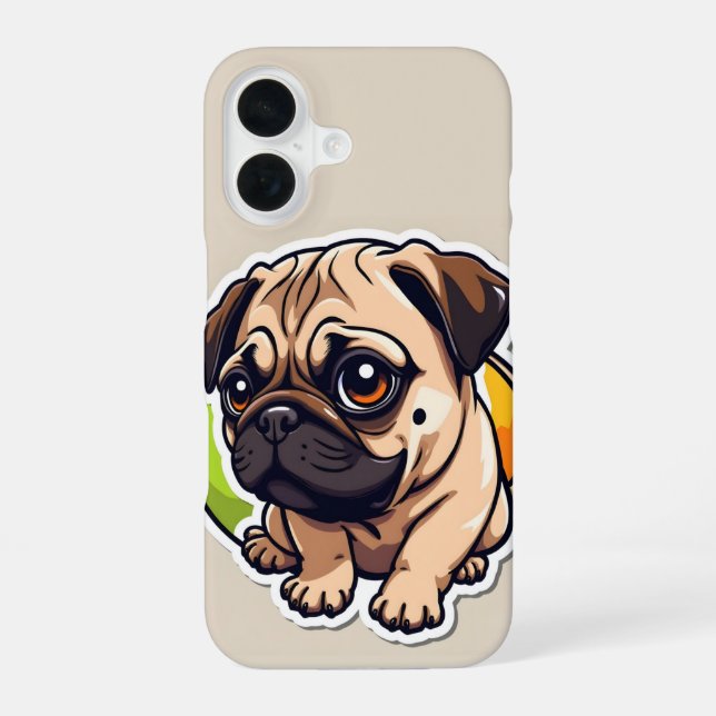 Pug design iPhone 16 case (Back)