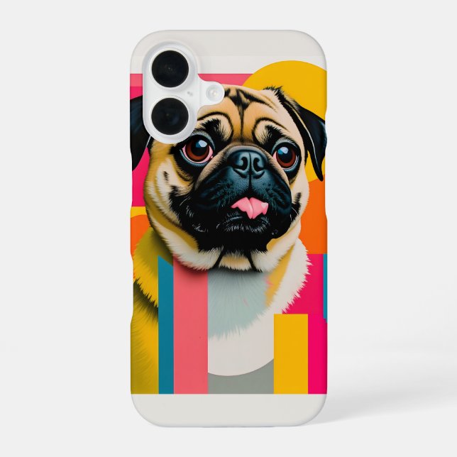 Pug design iPhone 16 case (Back)