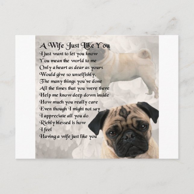 Pug Design - Wife Poem Postcard (Front)
