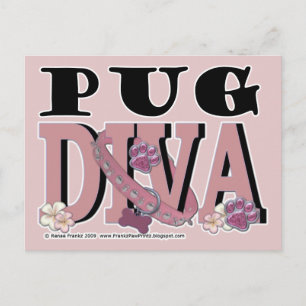 Pug DIVA Postcard