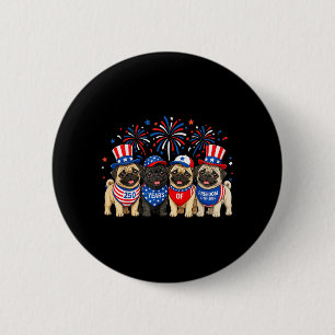 Pug Dog 250 Years Aamerican 1776 2026 4th July 6 Cm Round Badge