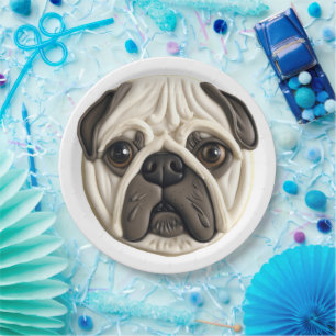 Pug Dog 3D Inspired  Paper Plate