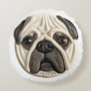 Pug Dog 3D Inspired  Round Cushion
