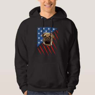 Pug Dog 4th of July Patriotic American Flag Women Hoodie