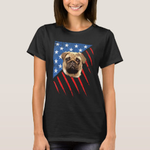 Pug Dog 4th Of July Patriotic American Flag Women T-Shirt
