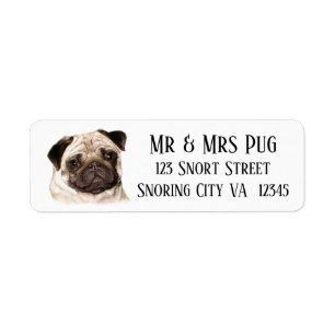 Pug dog address labels! return address label