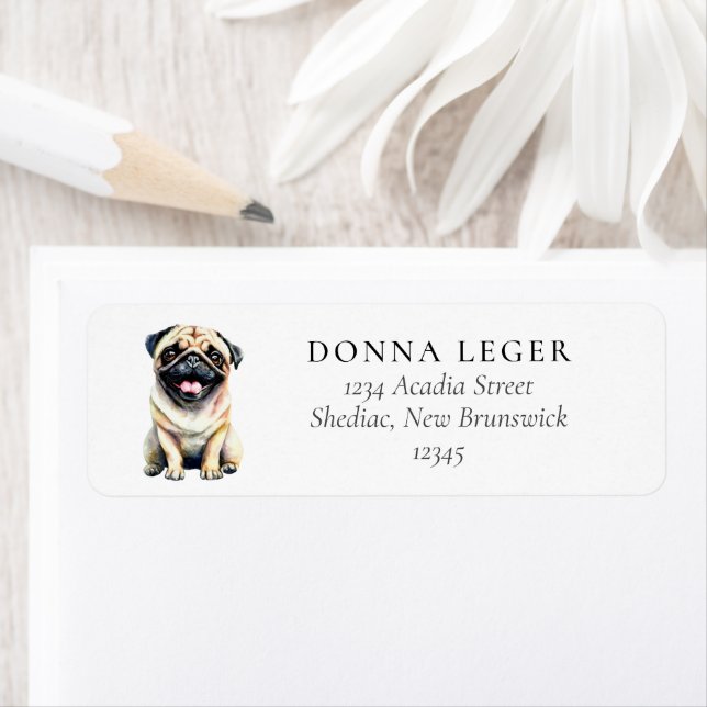 Pug Dog Address Return Address Label (Insitu)