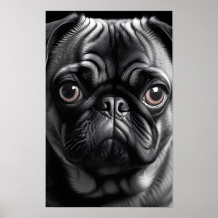 Pug Dog Adorable Cute Pet Portrait Poster Art